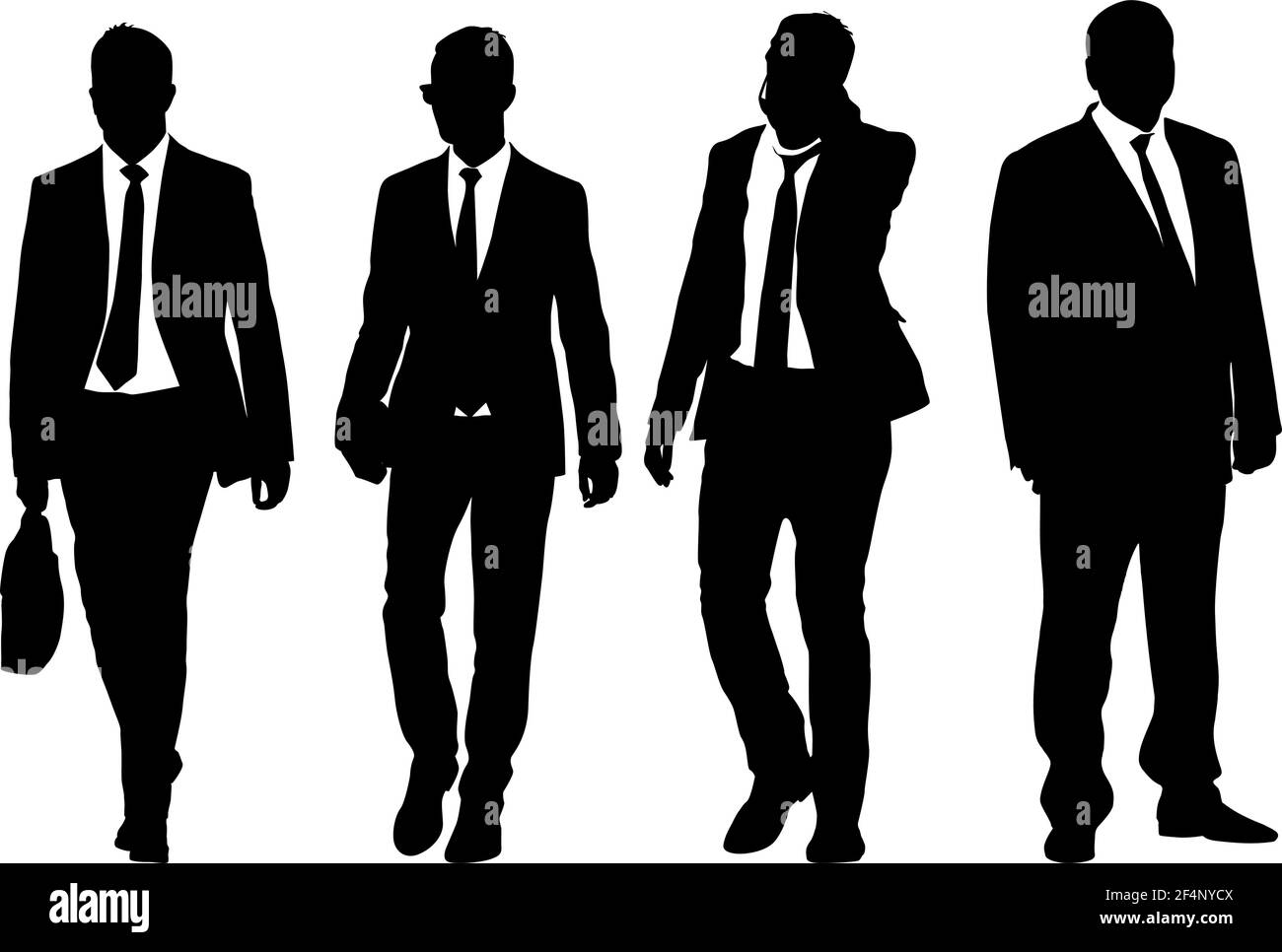 Set silhouette businessman man in suit with tie on a white background ...