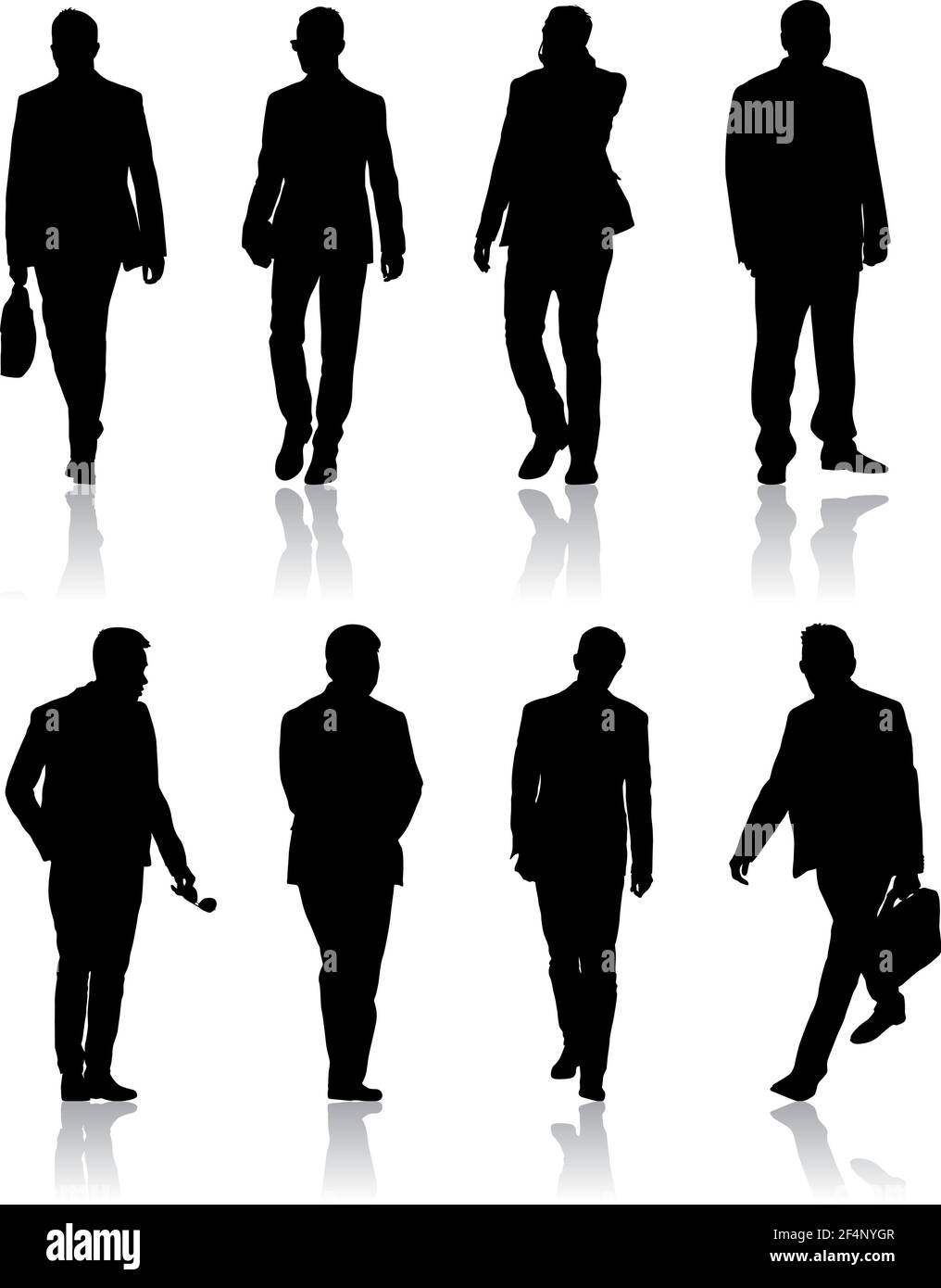 Set silhouette businessman man in suit with tie on a white background ...