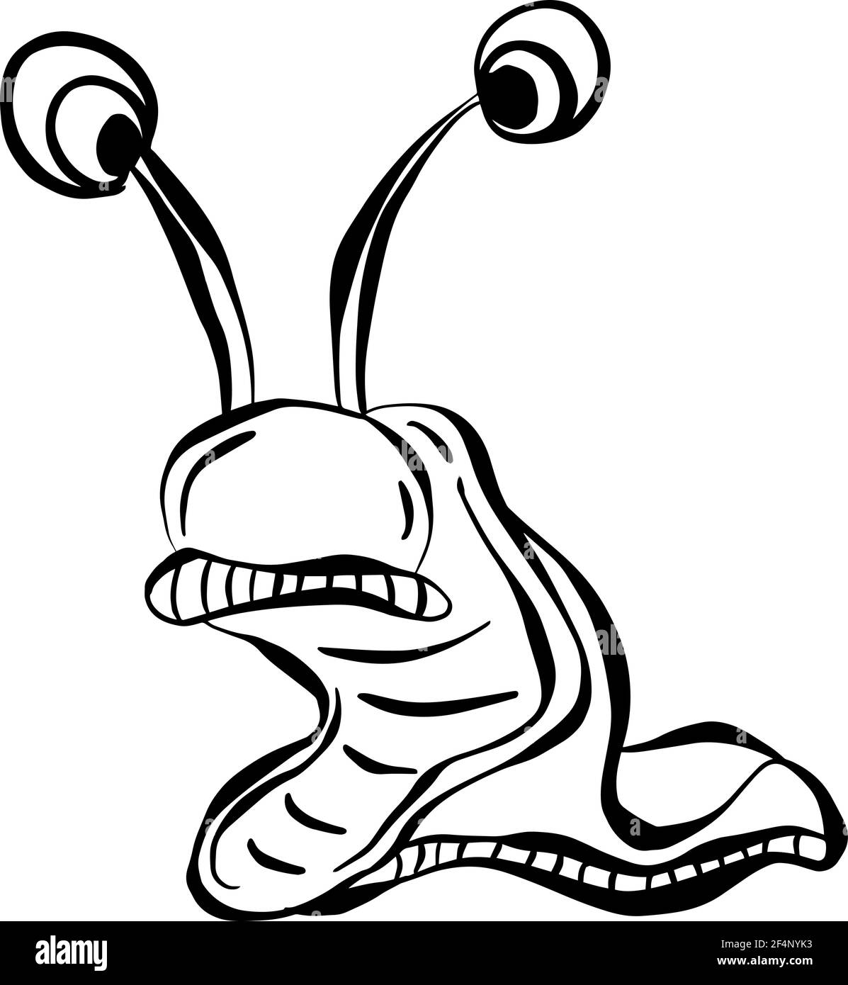 Cartoon Slug Snail Funny Illustration with Eyes Stock Vector
