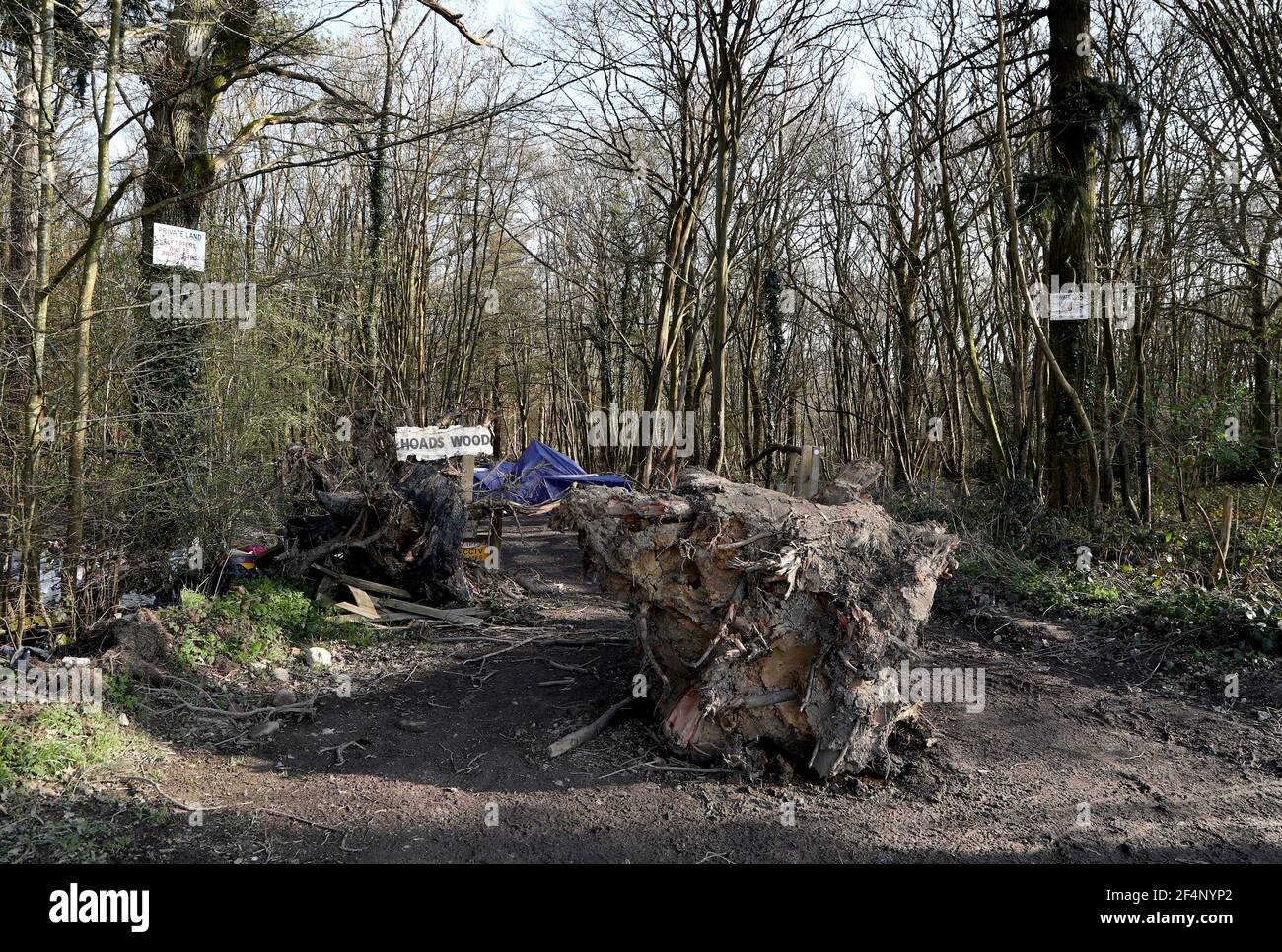A view of entrance to Hoads Wood in Ashford, Kent, where the body of
