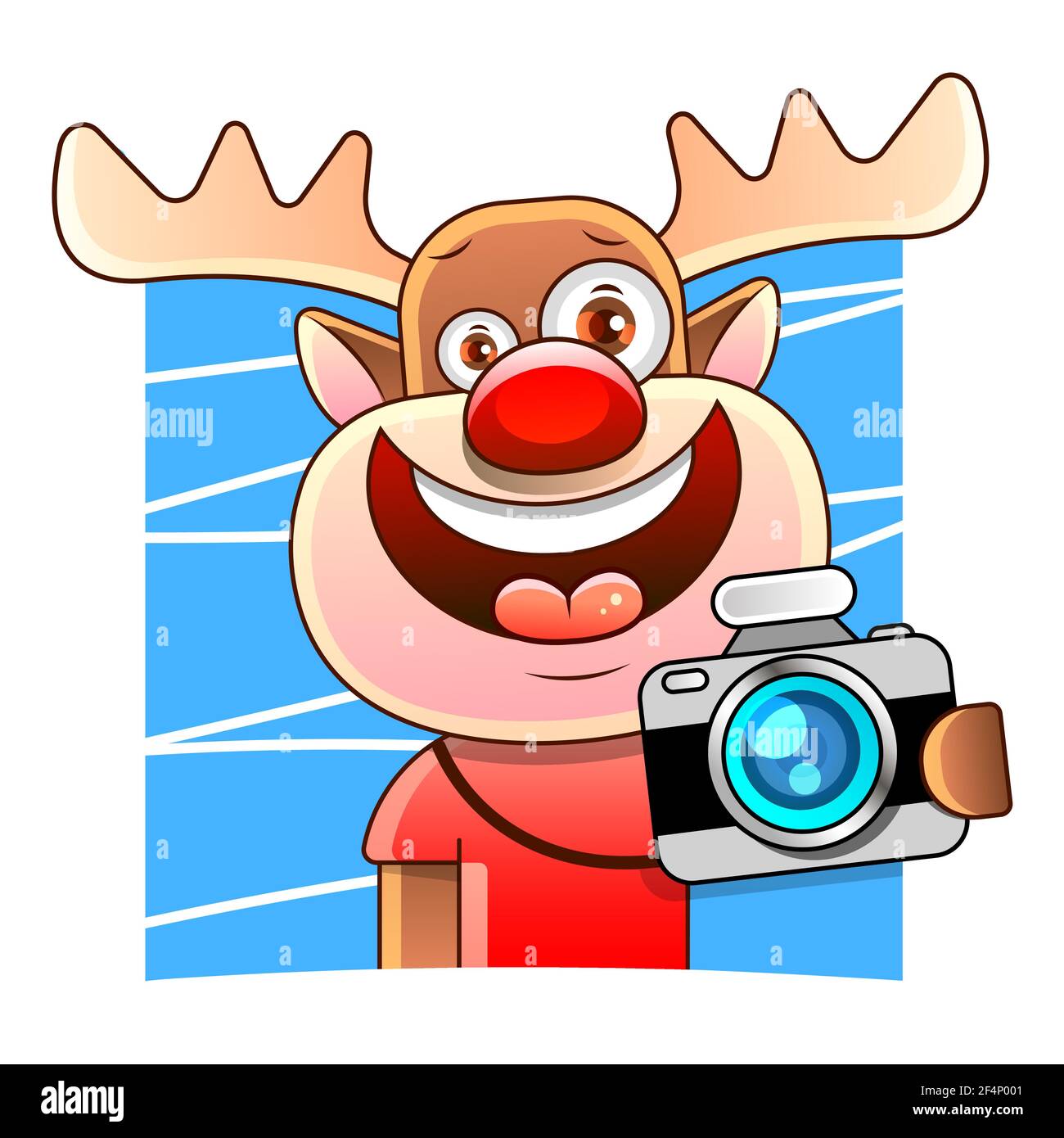 illustration of a funny running deer sticker design on white isolated ...