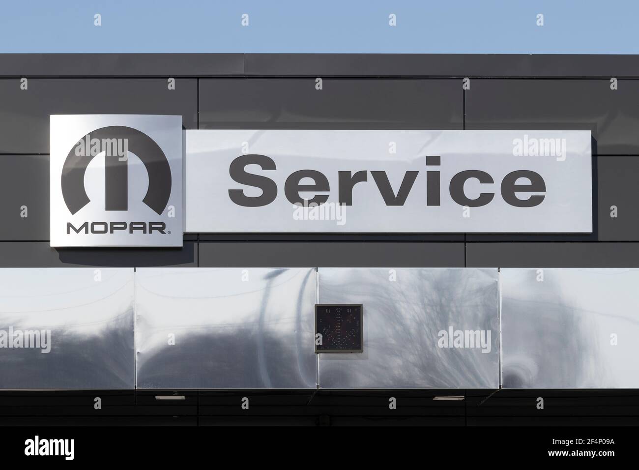 Tipton Circa March 2021 Mopar Service sign. Mopar is the parts
