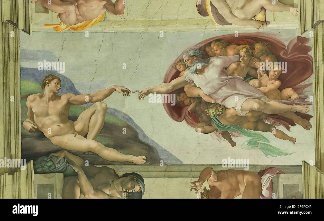 Creation of Adam - by Michelangelo, 1510 Stock Photo - Alamy