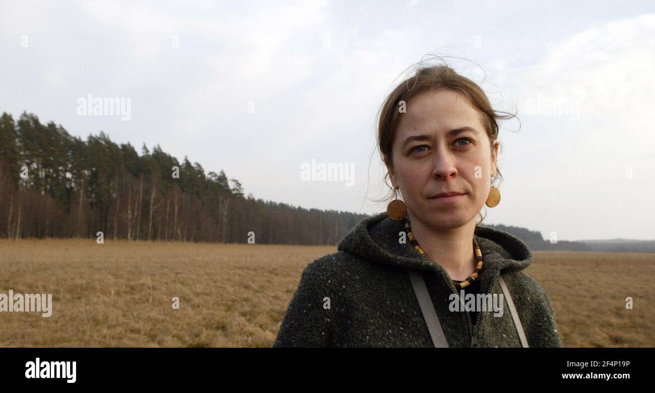 Gosia Znaniecka works for OTOP (polands society for the protection of birds on the wet lands of the Rospuda valley.  Plans to build a highway through Polands,  Rospuda Valley, a virtually untouched area of peatland on the border of Lithuania, have sparked a major controversy both in Poland and in Brussels with environmentalists warning it could have a catastrophic effect on local wildlife. The Via Baltica road aims to link the Baltic states to Scandinavia and will make trade easier between the two regions   pic David Sandison Stock Photo