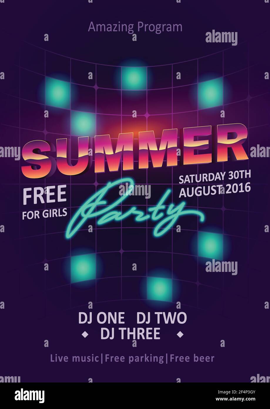 Dj Party Vector Flyer Template Tropical Summer Beach Party Night Club Show Poster Stock Vector Stock Vector Image Art Alamy