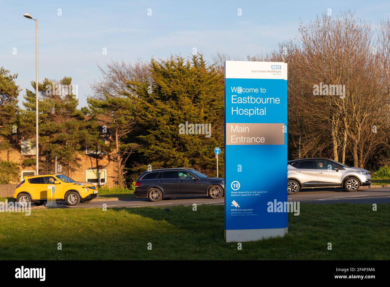Eastbourne hospital sign, main entrance, eastbourne, east sussex, uk Stock Photo Alamy