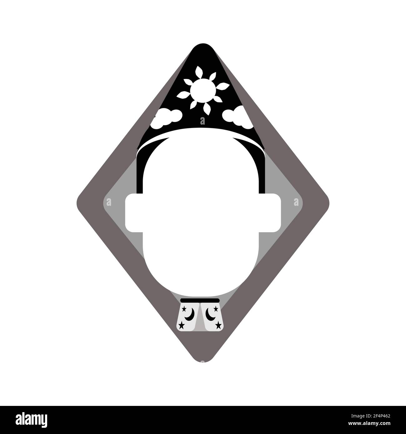 Male magician with triangle background Stock Vector