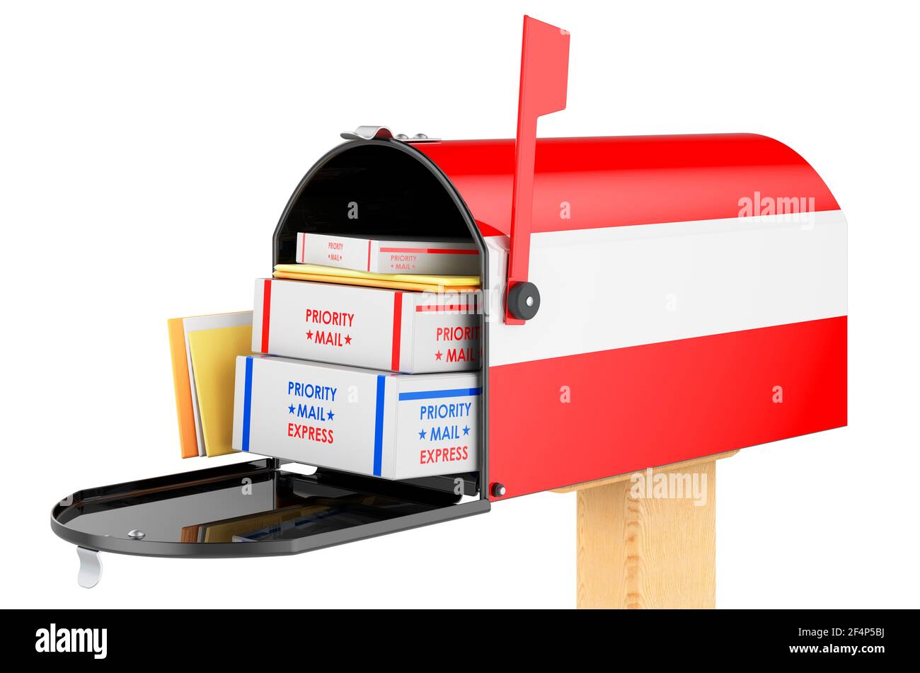 Mailbox with Austrian flag with parcels, envelopes inside. Shipping in ...