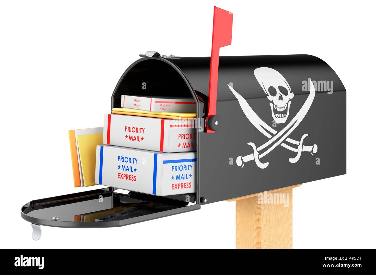 Mailbox with piracy flag. 3D rendering isolated on white background ...