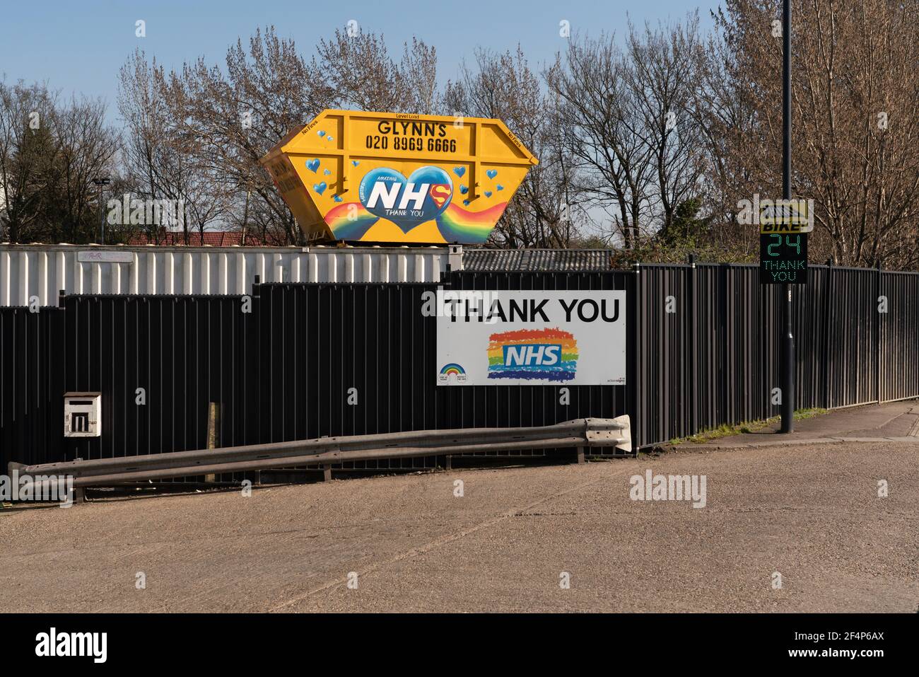Thank you NHS on a skip, London, England Stock Photo - Alamy