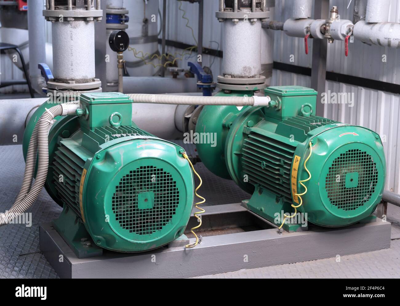 Circulation pumps for heating. Gas boiler house equipment Stock Photo