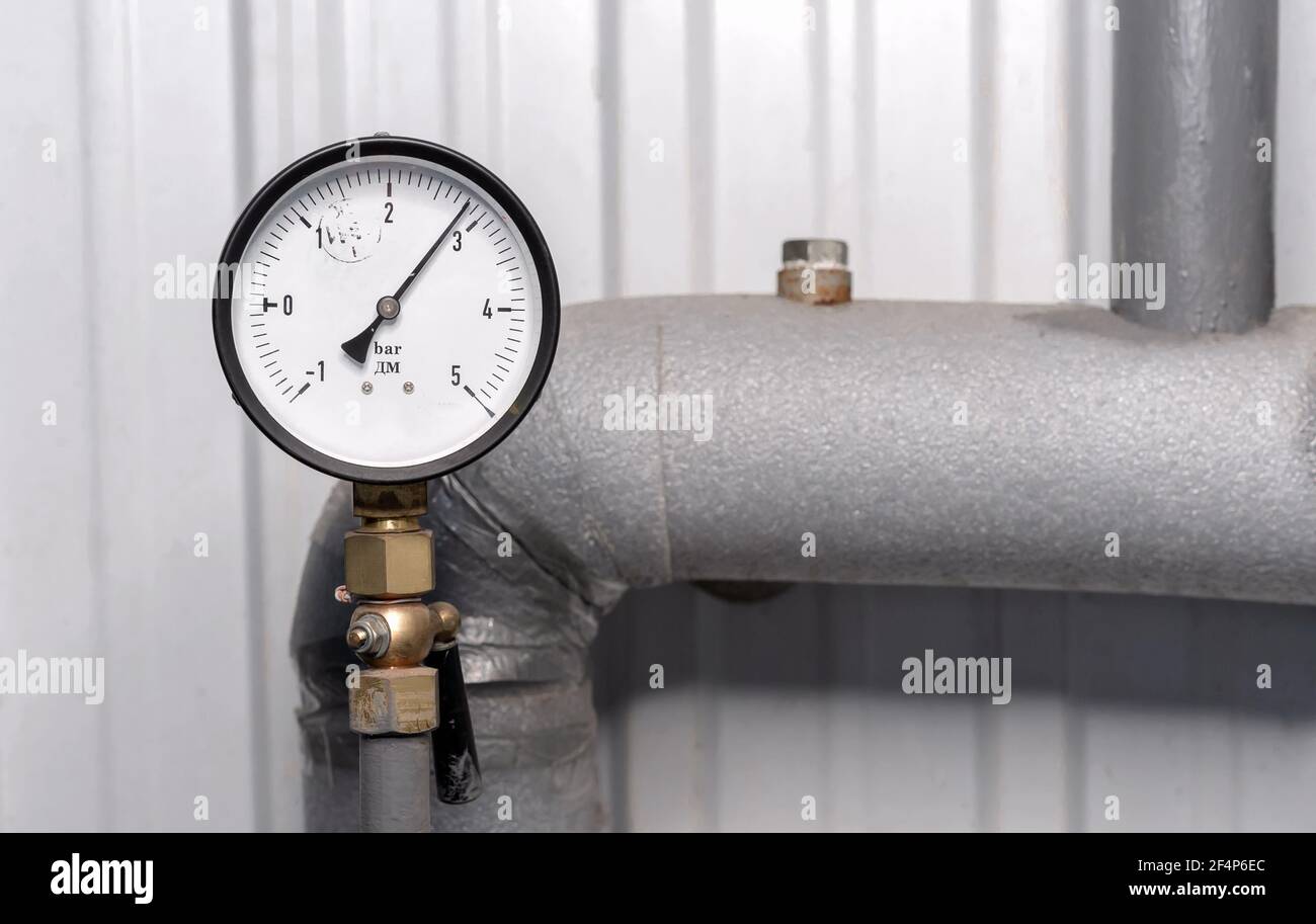 Manometer for measuring water pressure. Gas boiler house equipment