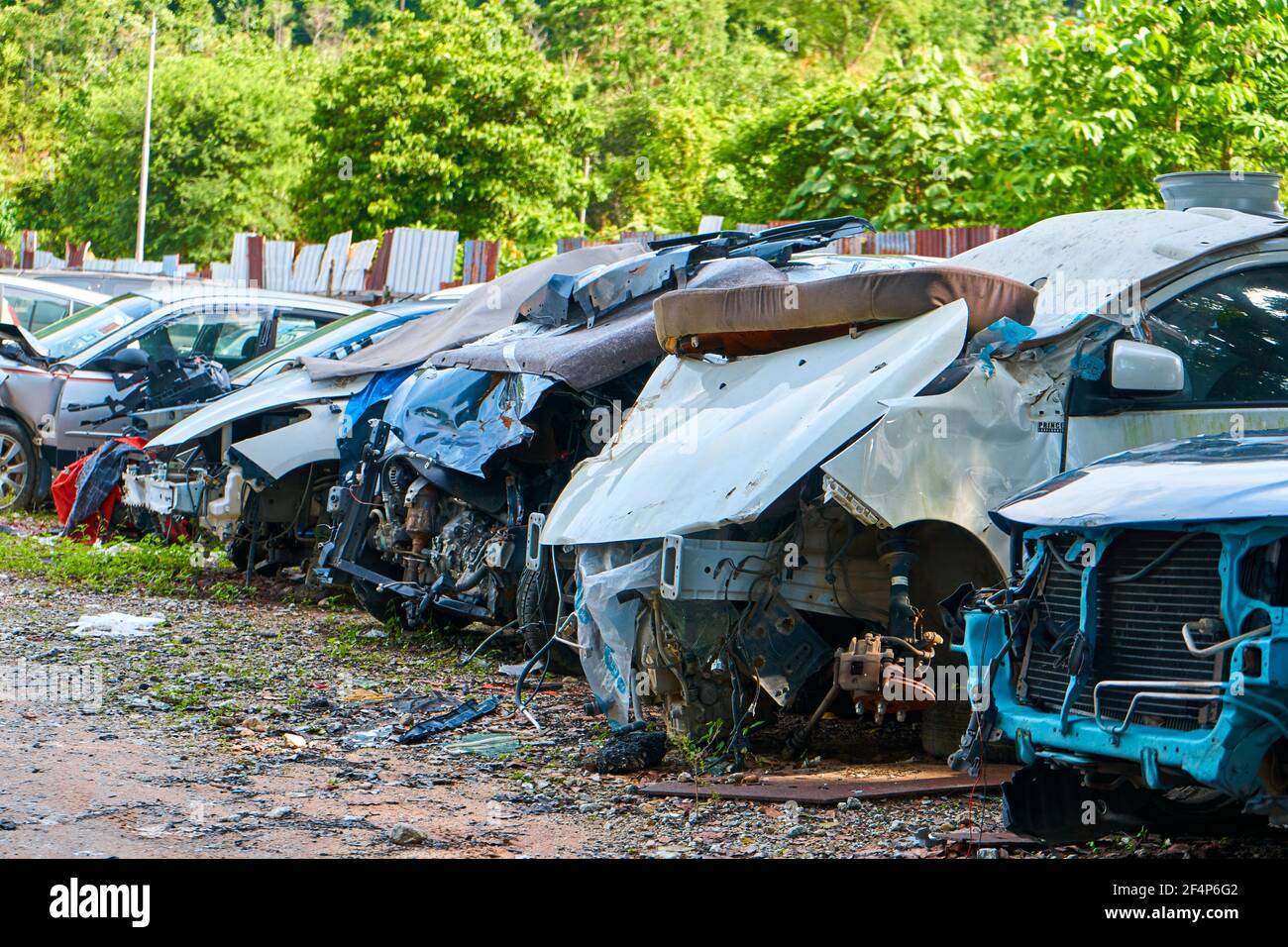 Parking of damaged cars after an accident Stock Photo - Alamy