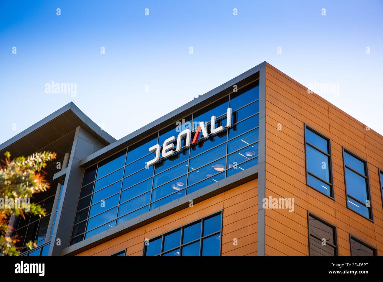 South San Francisco, California, USA - February 24, 2020: Close up of Denali Therapeutics biopharmaceutical company headquarters in Silicon Valley Stock Photo