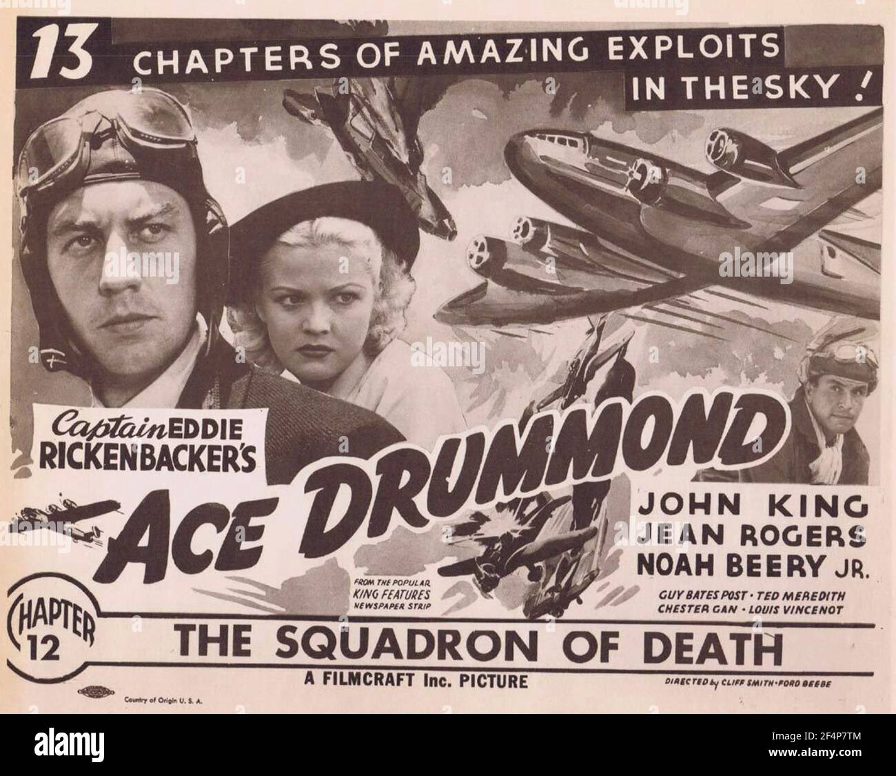 ACE DRUMMOND 1936 Universal Pictures film serial based on the comic strip written by US ace pilot Eddie Rickenbacker Stock Photo