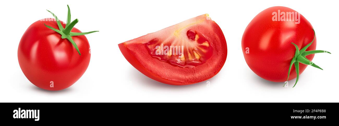 Tomato with slices isolated on white background with clipping path and ...
