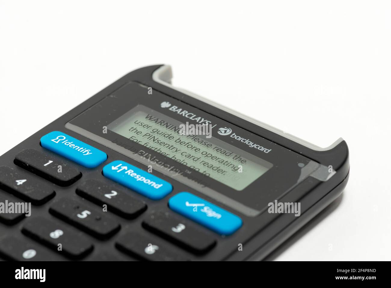 Close up of a new Barclays Pinsentry card reader device Stock Photo