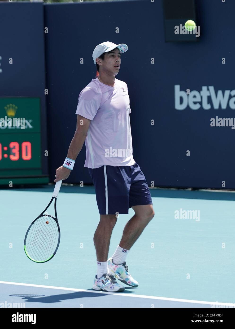 Miami, United States Of America. 22nd Mar, 2021. MIAMI GARDENS, FL - MARCH  22: Mackenzie McDonald (USA) during a match against Roberto CID Subervi  (DOM) during the men's qualifying singles 1st round