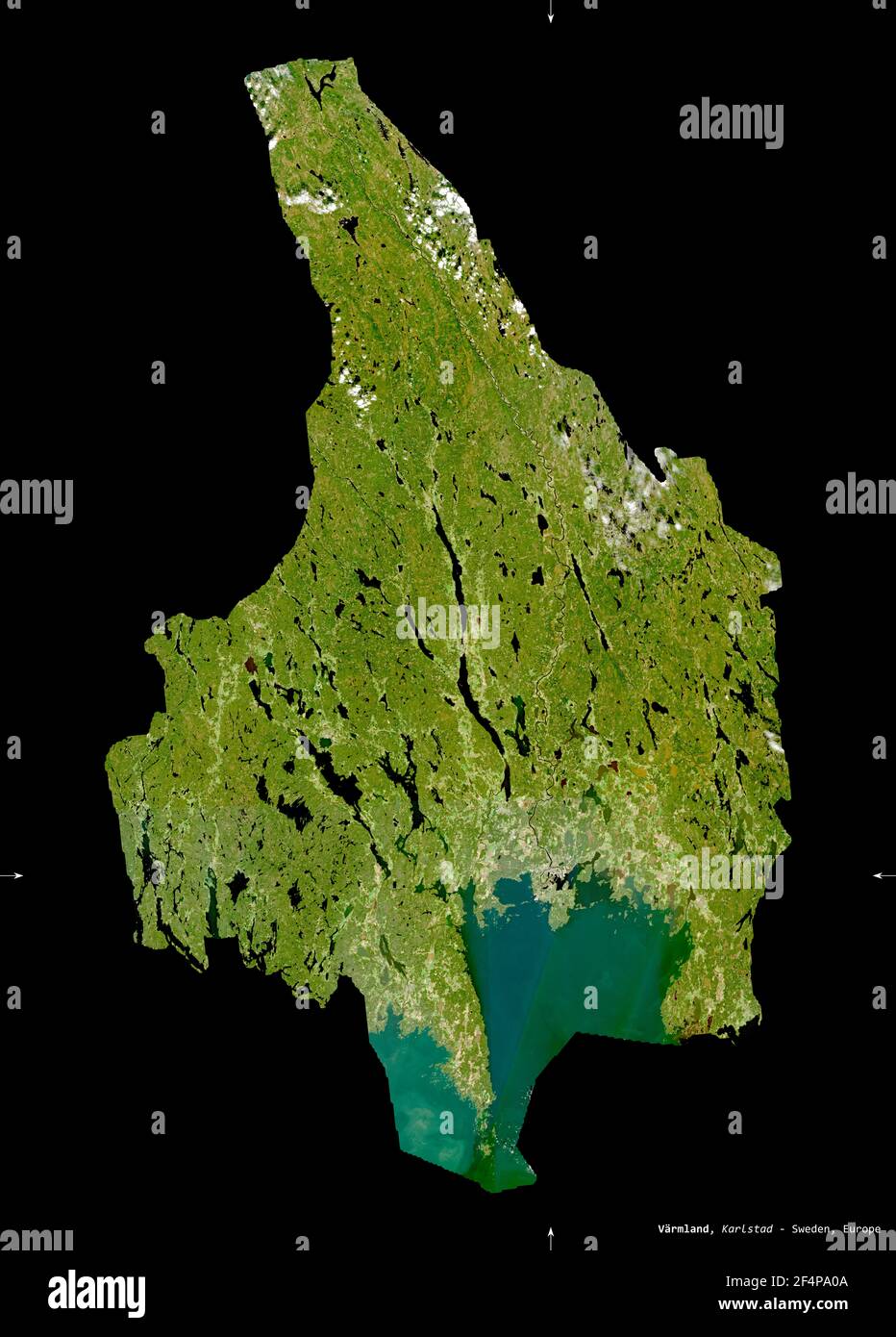 Varmland, county of Sweden. Sentinel2 satellite imagery. Shape