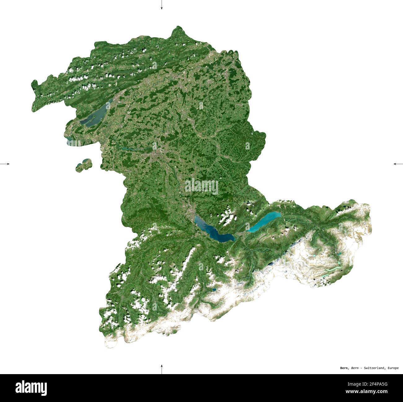 Bern, canton of Switzerland. Sentinel-2 satellite imagery. Shape ...