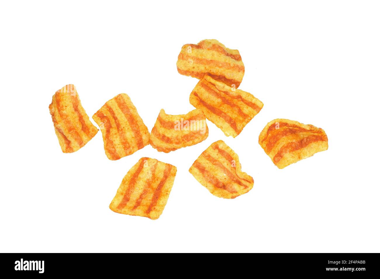 Bacon Chips. Delicious bacon snacks isolated on white background