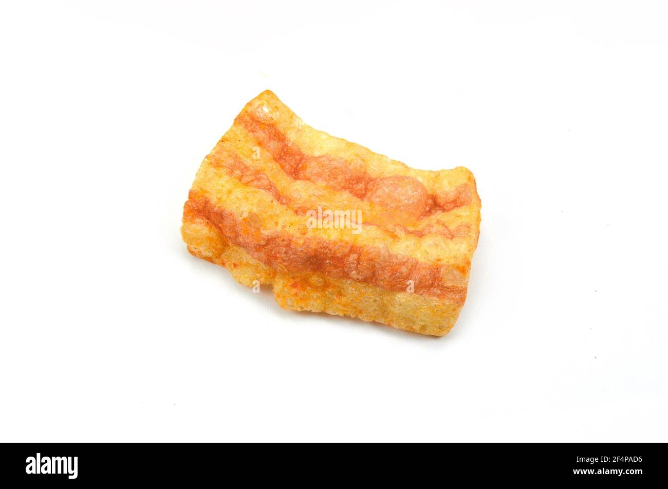 Bacon Chips. Delicious bacon snacks isolated on white background