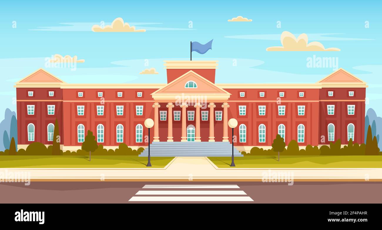 university building with the street. school modern concept vector
