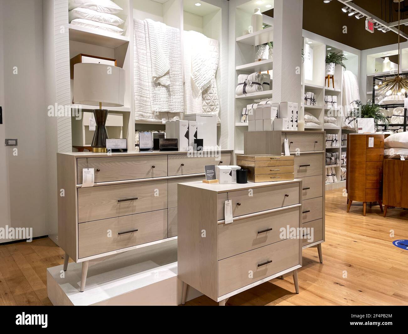 Orlando, FL USA- March 6, 2021 : A bedroom display at a West Elm ...