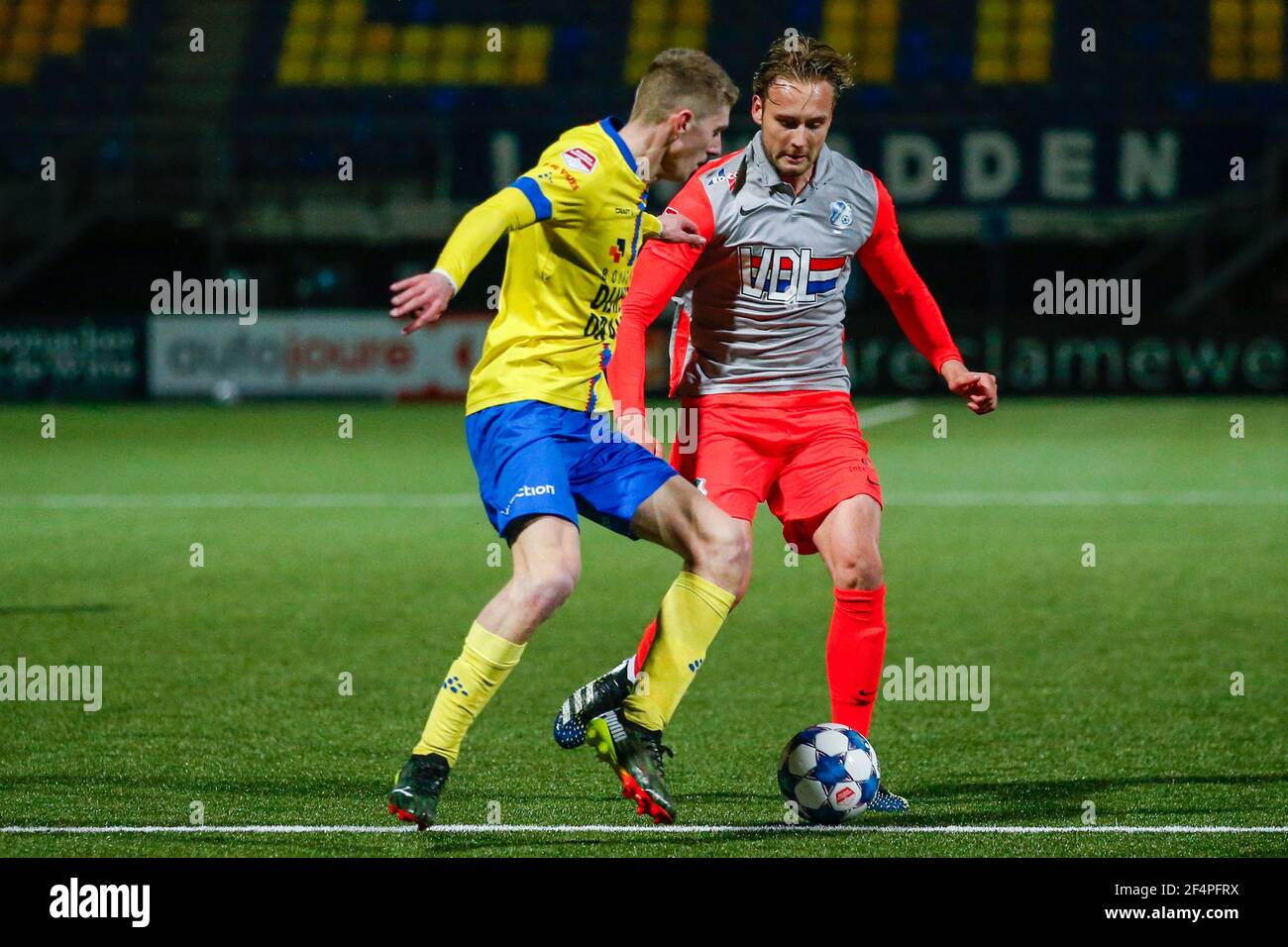 Leeuwarden Netherlands March 22 Mees Hoedemakers Of Sc Cambuur And Pieter Bogaers Of Fc Eindhoven During The Dutch Keukenkampioendivisie Match Bet Stock Photo Alamy