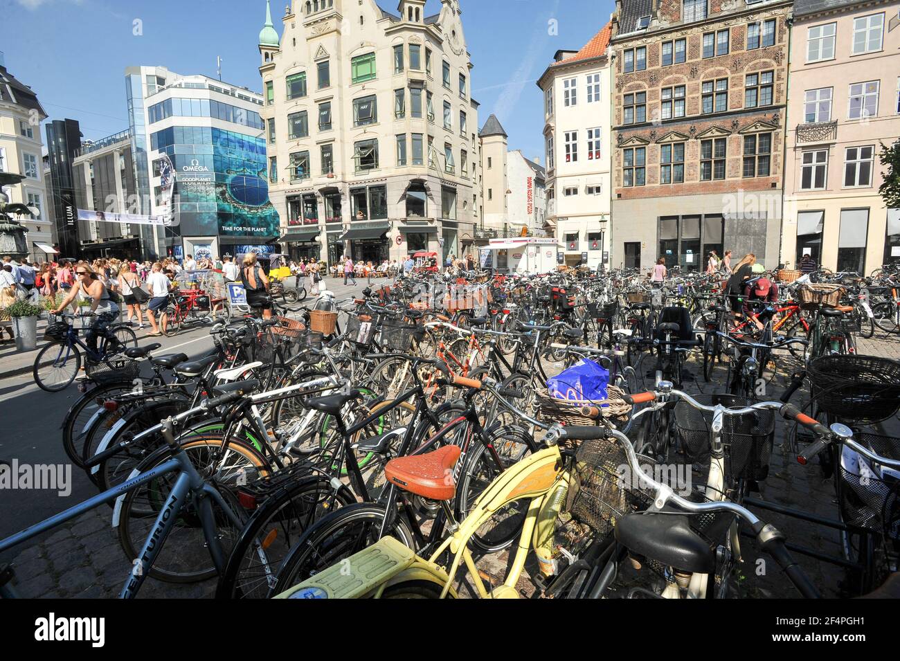 Bicycle parking on Højbro Plads (High Bridge Square) centre of