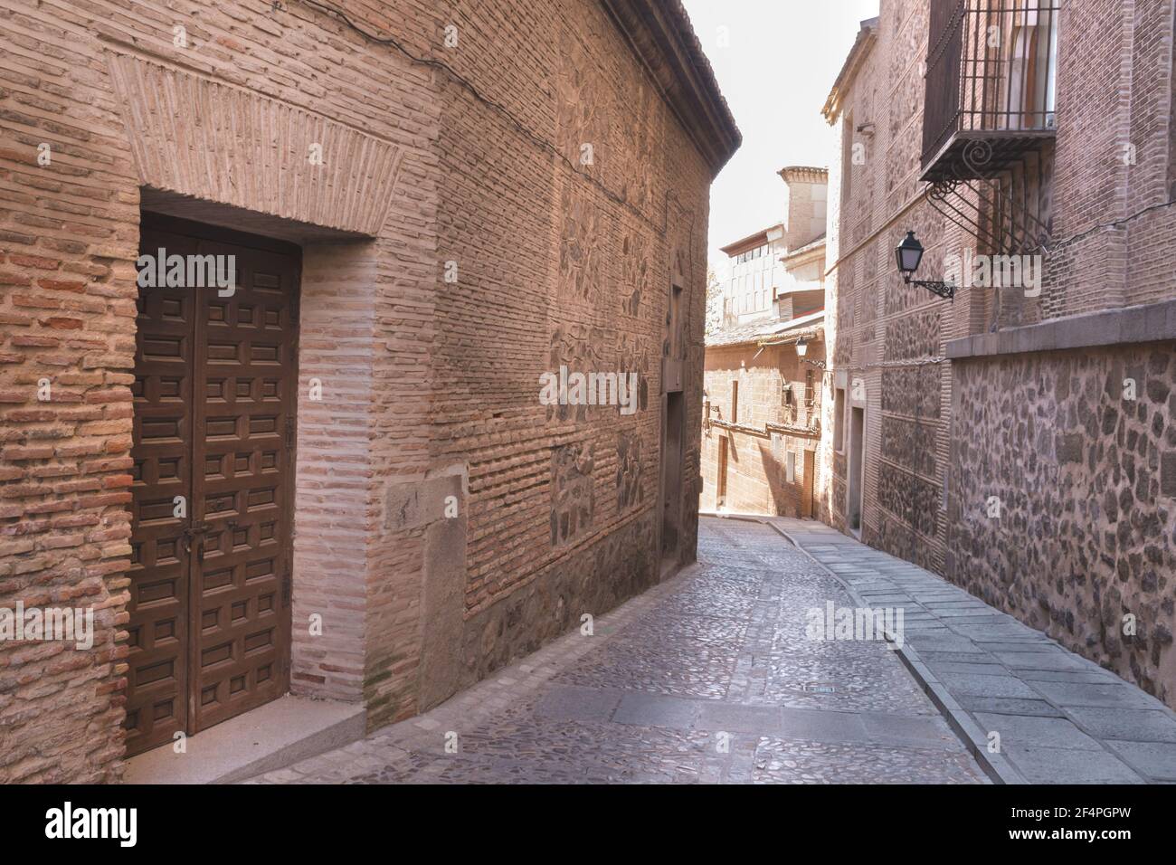 Horizontal view of an old street in Toledo Spain Stock Photo