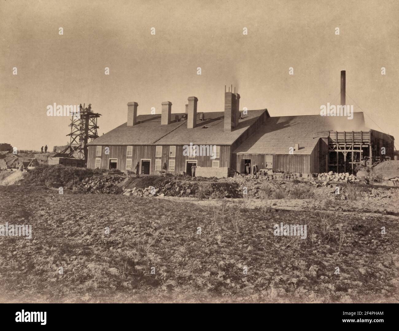 Smelting works, Oreana, Nevada - Photograph showing a smelter - Timothy O'Sullivan, 1867 Stock Photo