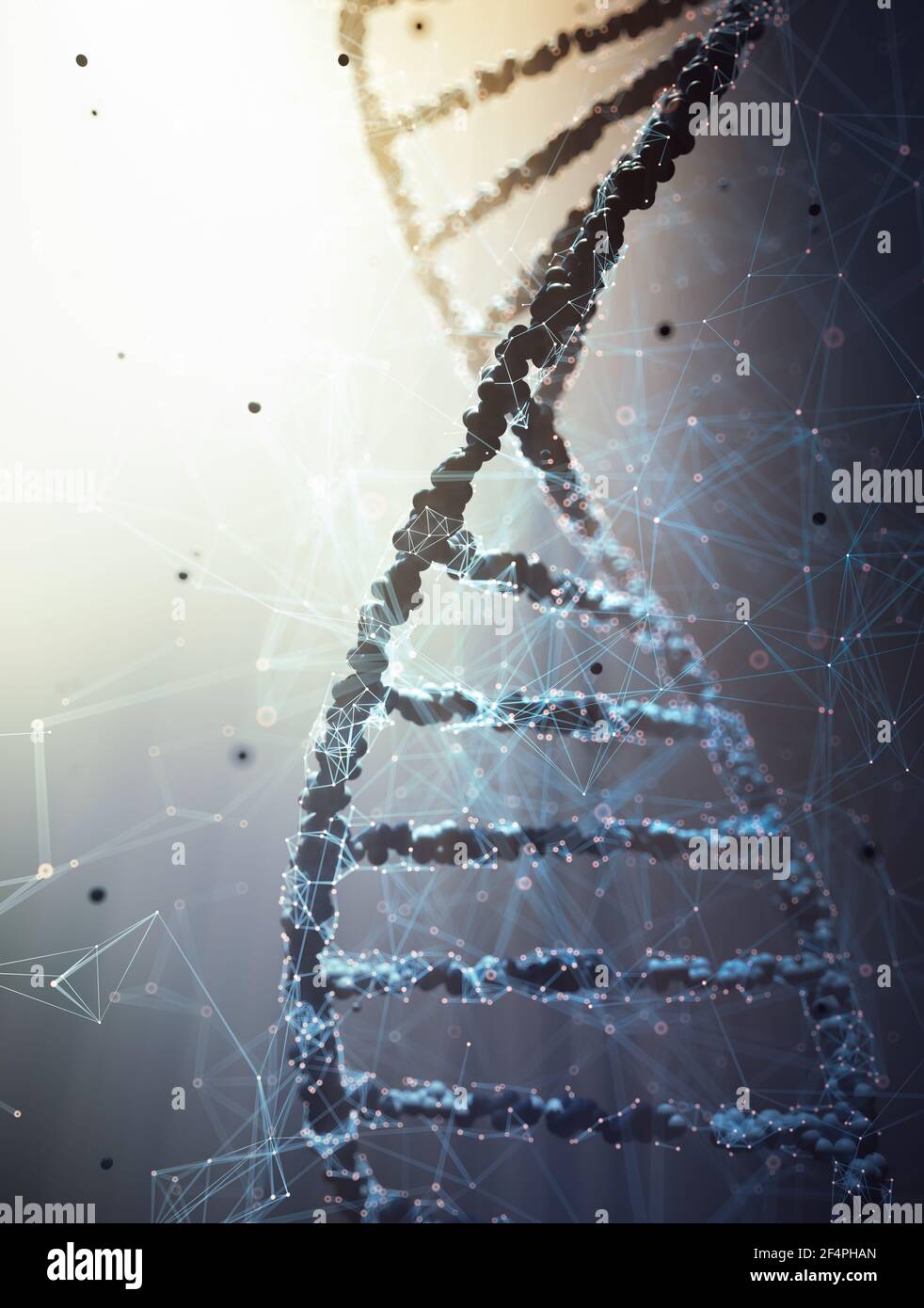 Biotechnology and molecular genetic engineering. 3D illustration of science and molecular technology. Stock Photo