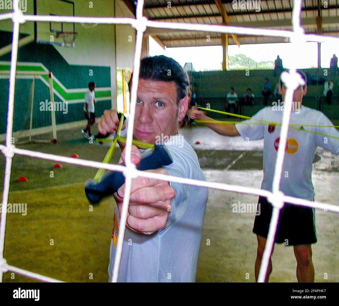 D.C. United player Jeff Agoos training for a game in Santa Cruz de la Sierra, Bolivia, in March 2000. Stock Photo