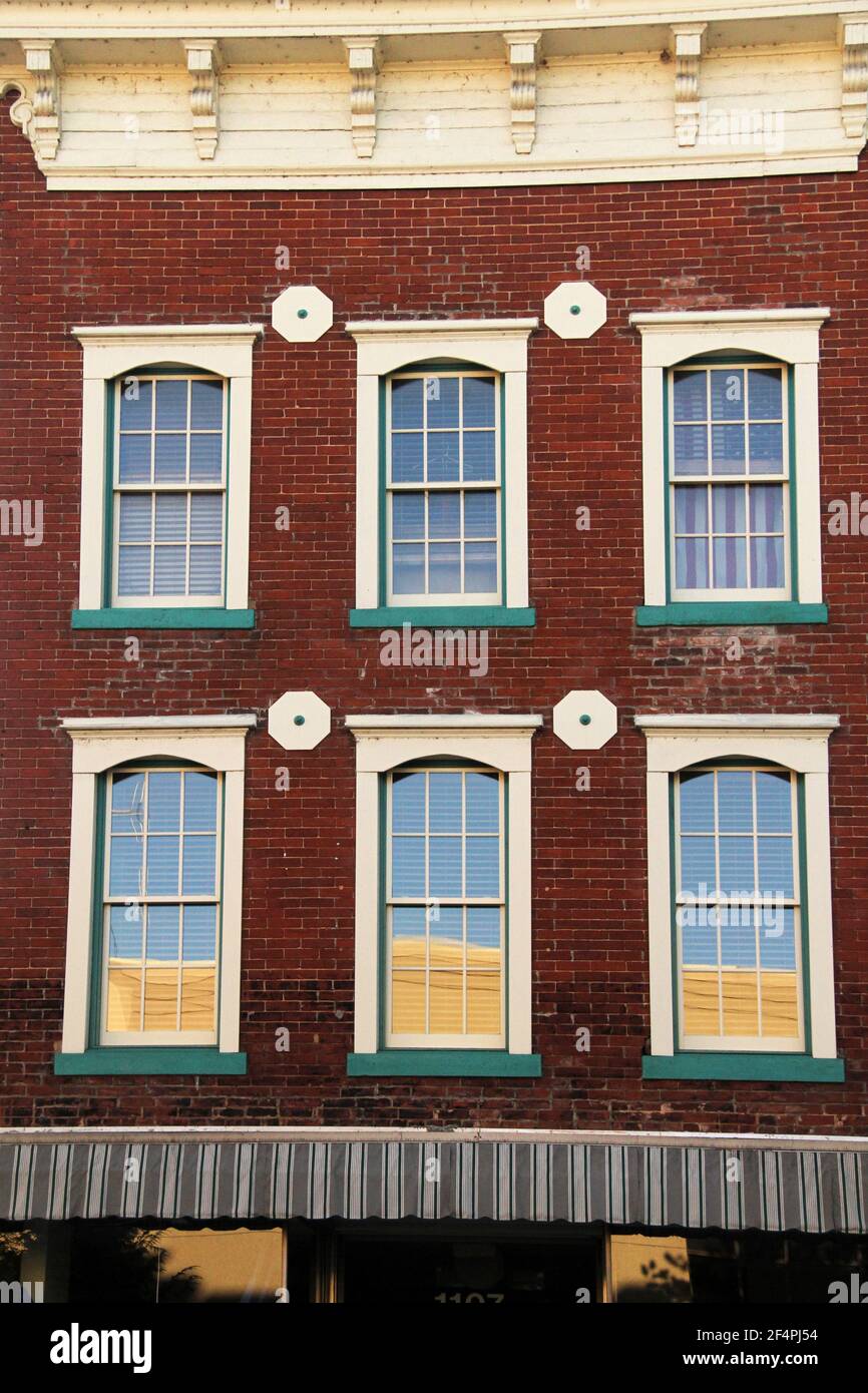 Facade of old buildings on Main Street in Lynchburg, VA, USA Stock Photo Alamy