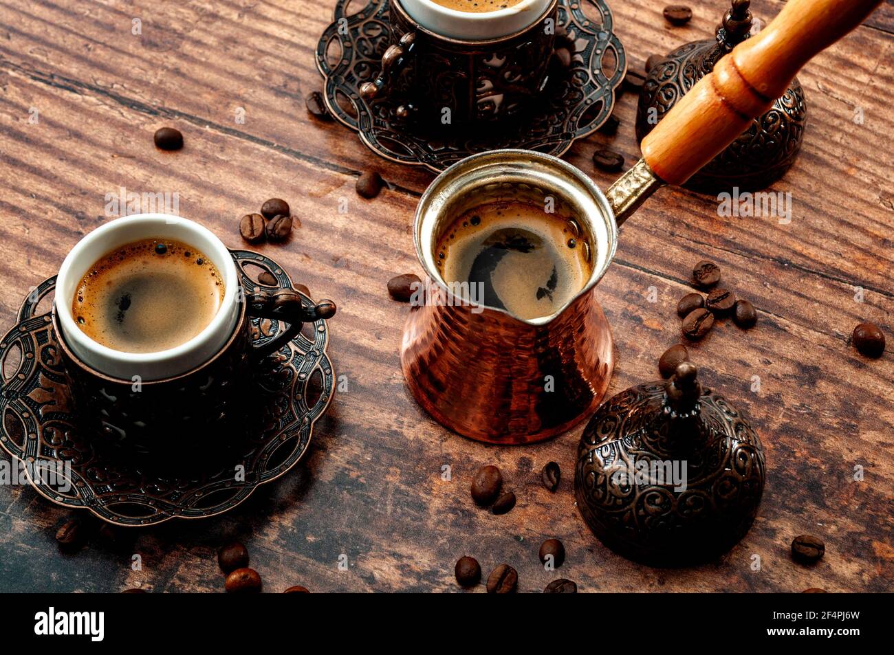 Copper Turkish Coffee Espresso Serving Set Authentic Coffee Cup Tray