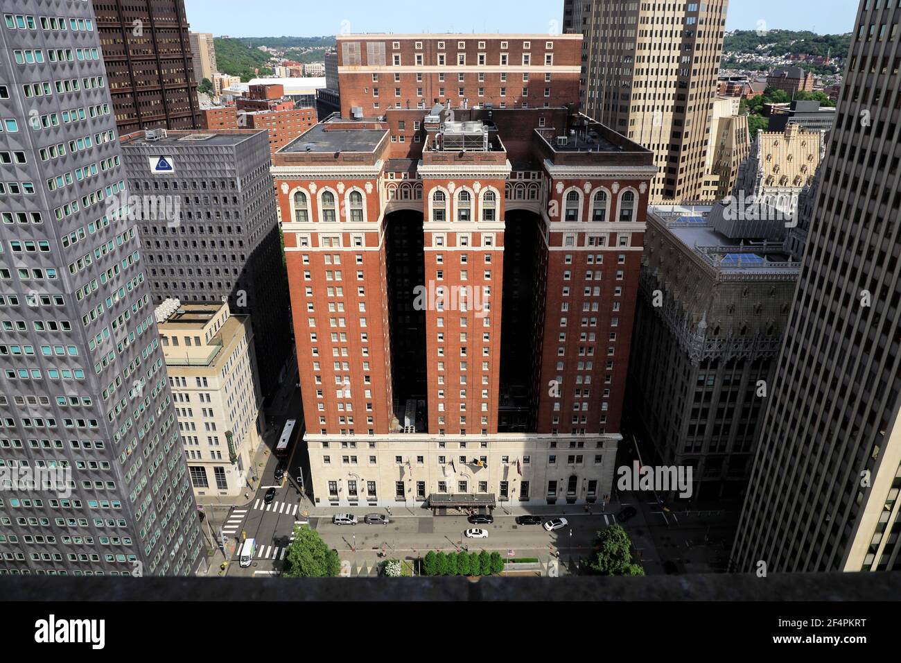 Exterior view of historic Omni William Penn Hotel in William Penn Place, Downtown Pittsburgh. Pennsylvania.USA Stock Photo
