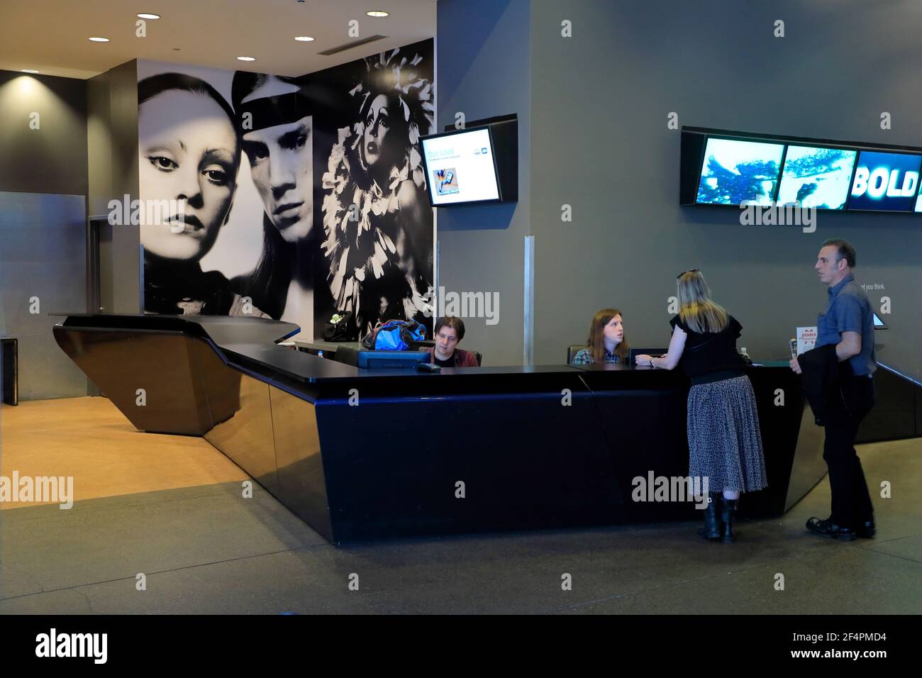 Ticketing and information counter in Andy Warhol Museum.Pittsburgh.Pennsylvania.USA Stock Photo