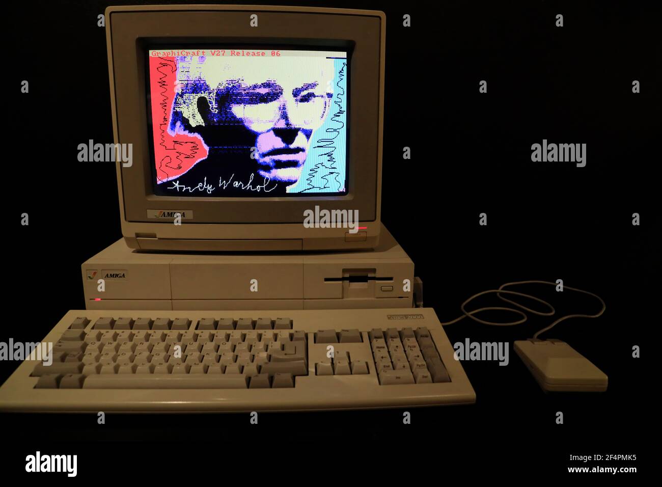 Amiga 1000 personal computer owned by Andy Warhol display in the Andy Warhol Museum.Pittsburgh.Pennsylvania.USA Stock Photo