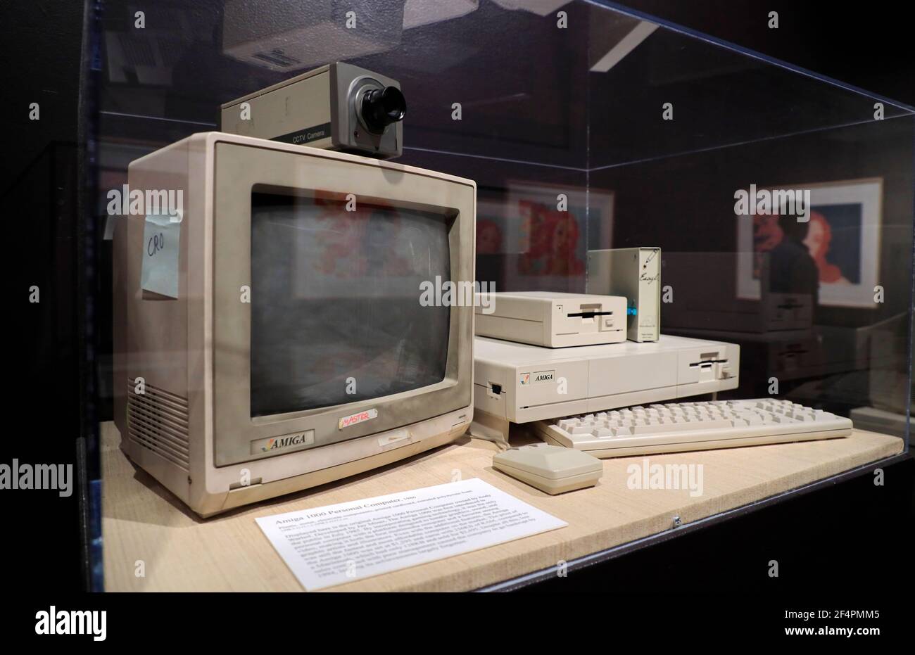 Amiga 1000 personal computer owned by Andy Warhol display in the Andy Warhol Museum.Pittsburgh.Pennsylvania.USA Stock Photo