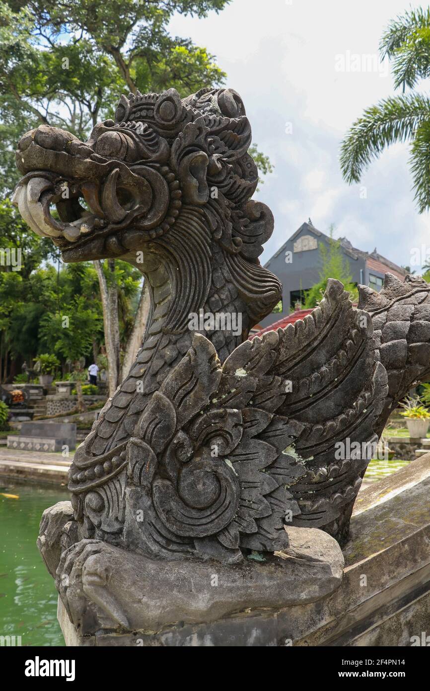Dragon statue in Water Palace of Tirta Gangga East Bali, Indones Stock
