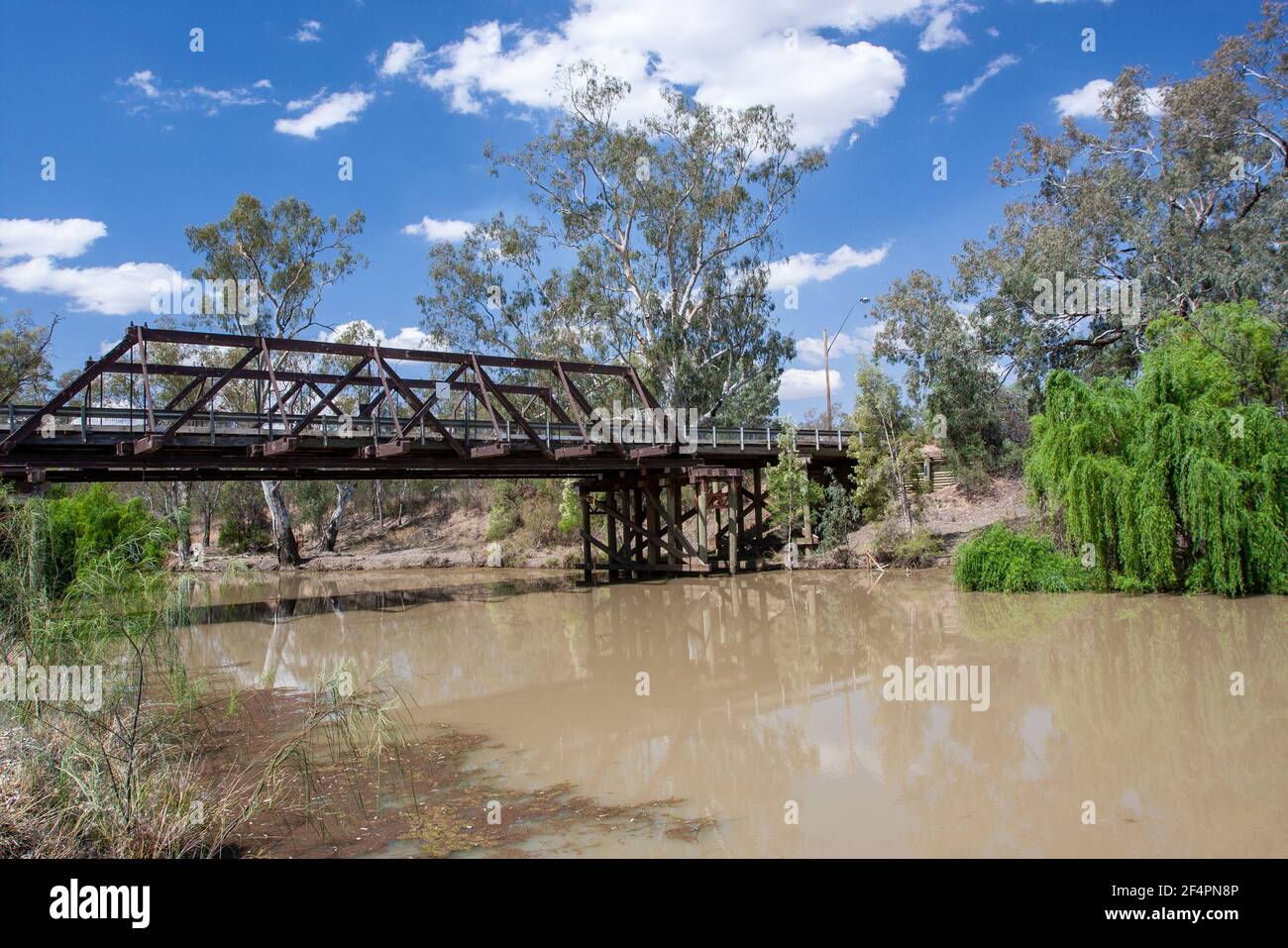 Road Bridge over the Darling River near Mungindi N.S.W. Australia Stock