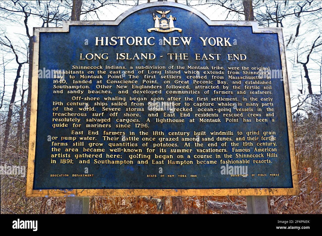 Historic marker on the south fork and east end of Long Island New York