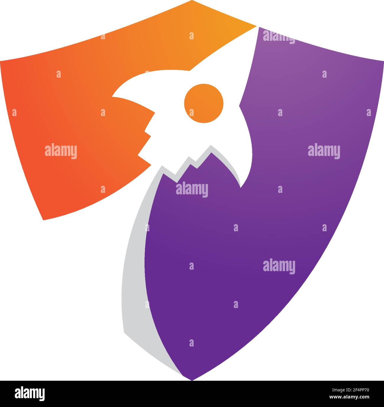 Rocket shield gradient logo images Stock Vector