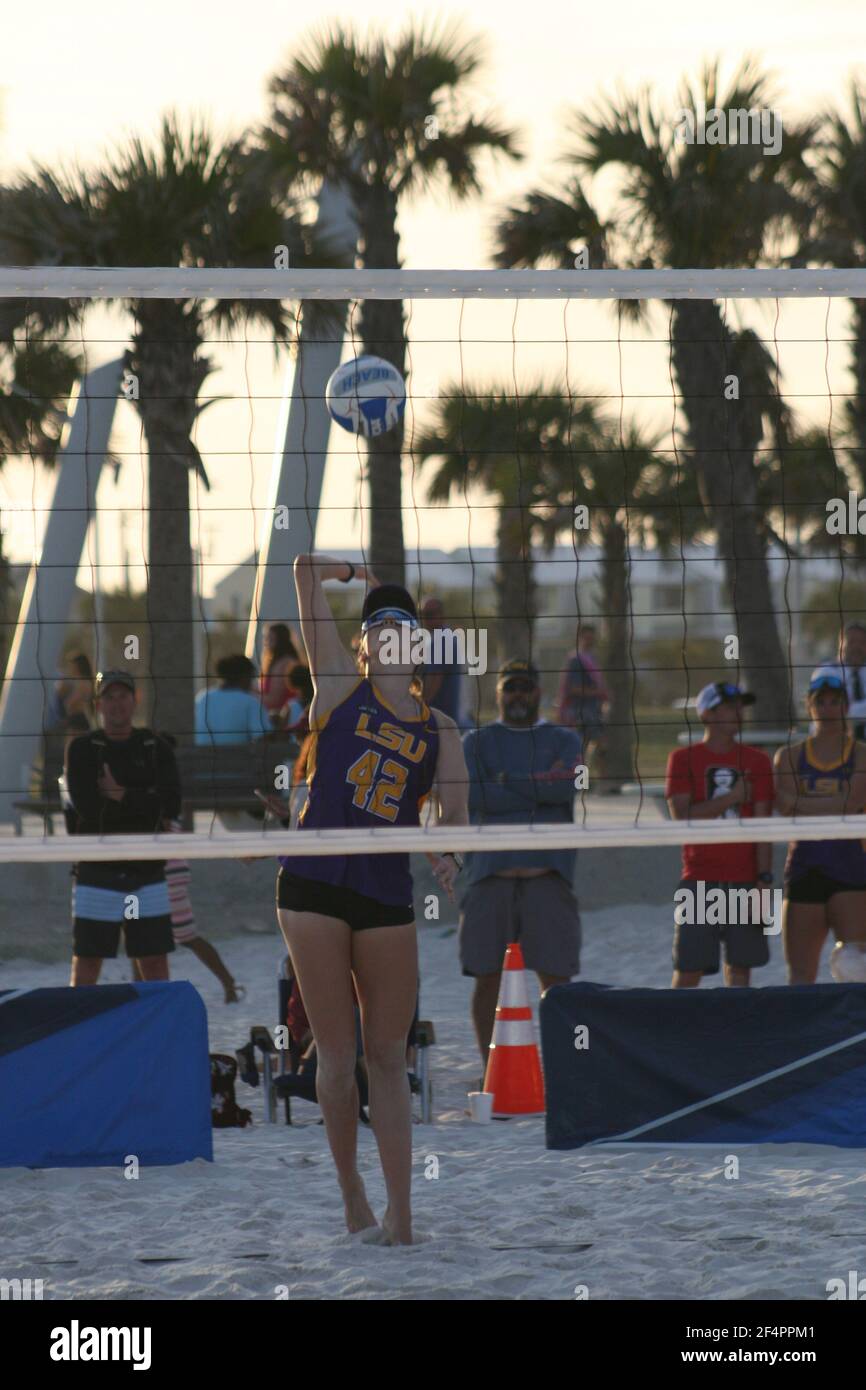 Women's NCAA Beach Volleyball in Gulf Shores, Alabama, USA Stock Photo