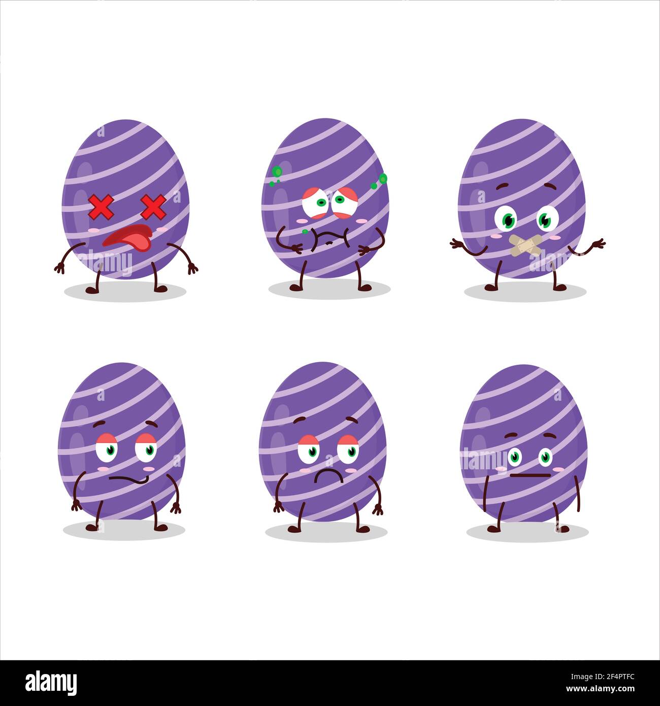 Purple Easter Egg Cartoon Character With Nope Expression Vector 