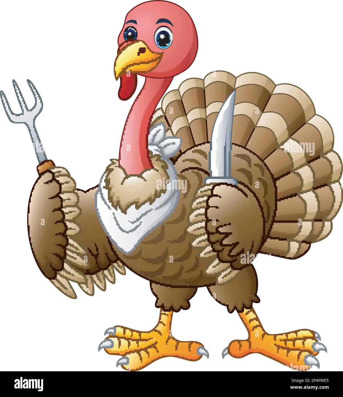 Vector illustration of Cartoon turkey bird holding a knife and fork Stock  Vector Image & Art - Alamy