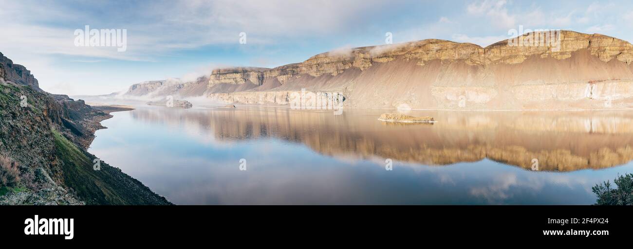 Lenore Lake Panorama - Grant County, Washington. Stock Photo