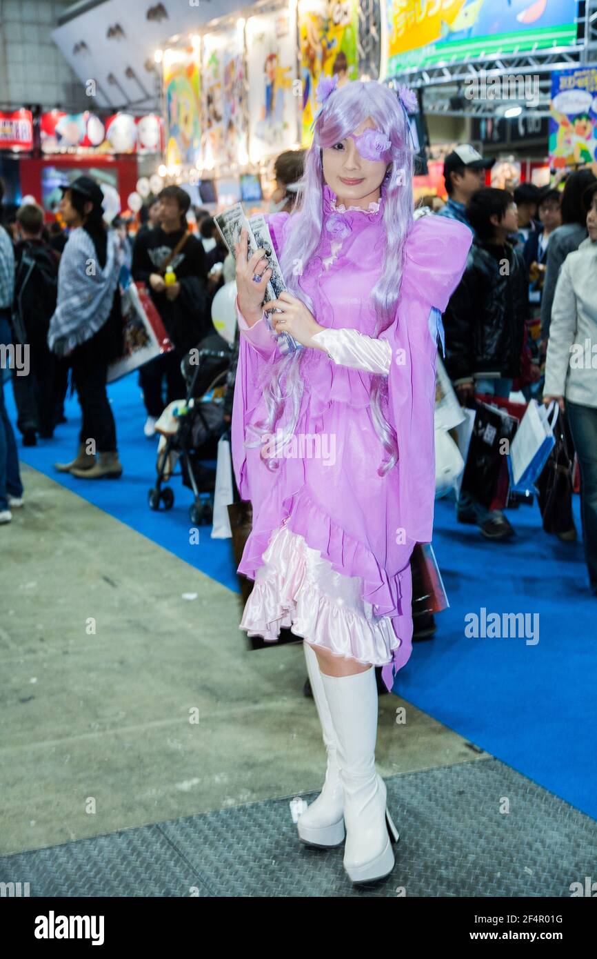 Pretty Japanese female dressed as anime character, Tokyo International Anime Fair, Japan Stock Photo