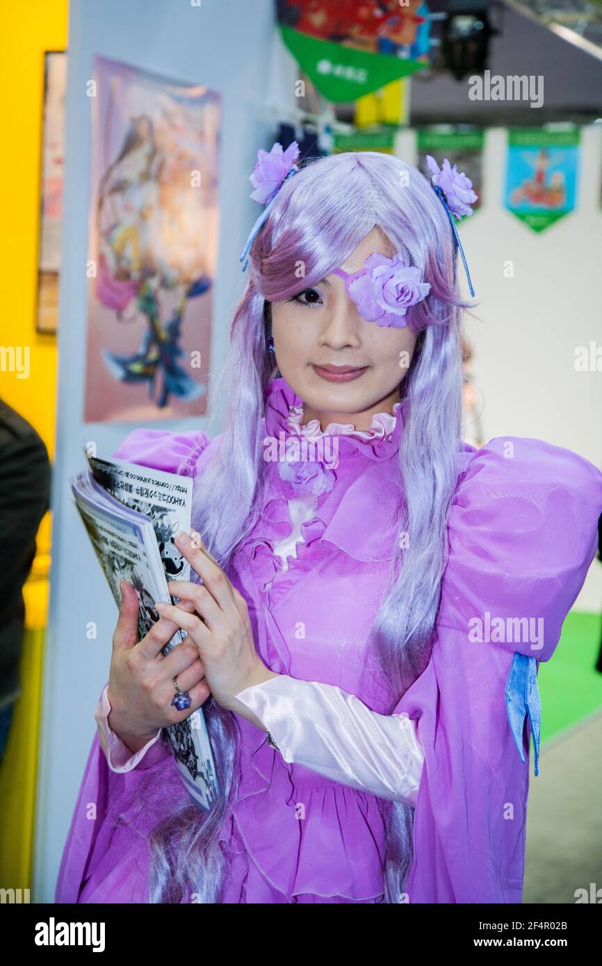 Close up of pretty Japanese anime character, Tokyo International Anime Fair, Japan Stock Photo